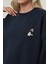 Kadın Rahat Hayvan Nakışlı Şardonlu Bisiklet Yaka Hoodie Blue 10