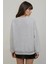 Kadın Rahat Hayvan Nakışlı Şardonlu Bisiklet Yaka Hoodie Grey 11