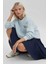 Kadın Rahat Hayvan Nakışlı Şardonlu Bisiklet Yaka Hoodie Blue 7