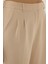 Kadın Orta Bel Pileli Düz Kesim Pantolon Natural 14