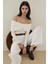 Kadın Omzu Açık Dokulu Top White 7