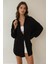 Kadın Düğmeli Oversize Gömlek Black 8
