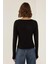 Kadın Dushku Kayık Yaka Uzun Kollu Siyah 12