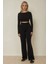 Kadın Cırt Cırt Kapamalı Yüksek Bel Pileli Wide Leg Pantolon Black 11