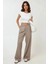 Kadın Yüksek Bel Pileli Wide Leg Pantolon Natural 10
