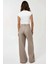 Kadın Yüksek Bel Pileli Wide Leg Pantolon Natural 12