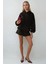 Kadın Extra Oversize Kapüşonlu Kalın Polarlı Hoodie Black 6