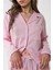 Kadın Çizgili Pamuklu Pijama Takımı Pembe 7