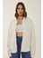 Kadın Rahat Fit Fermuarlı Kapüşonlu Hoodie Natural 7