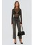 Kadın Lurex Transparan Uzun Kollu Fit Bluz Black 6