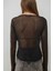 Kadın Lurex Transparan Uzun Kollu Fit Bluz Black 8