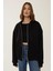Kadın Rahat Fit Fermuarlı Kapüşonlu Hoodie Black 6