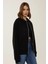 Kadın Rahat Fit Fermuarlı Kapüşonlu Hoodie Black 9