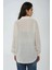 Kadın Keten Görünümlü Regular Fit Gömlek White 11
