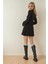 Kadın Dik Yaka Flare Mini Elbise Black 6