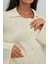 Kadın Dokulu Düğmeli Triko Hırka Fildişi Doğal 9