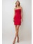 Kadın Kare Yaka Bodycon Mini Elbise Kırmızı 7