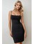 Kadın Kare Yaka Bodycon Sandy Mini Elbise Black 10
