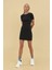 Kadın Bisiklet Yaka Kısa Kol Mini Elbise Black 6
