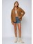 Kadın Oversize Cep Detaylı Pamuklu Gömlek Brown 10