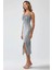 Kadın Yırtmaç Detaylı Çiçek Desenli Bodycon Midi Elbise Blue 13