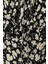 Kadın Yırtmaç Detaylı Çiçek Desenli Bodycon Midi Elbise Black 10