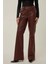 Kadın Yılan Desenli Suni Deri Flare Pantolon Kestane Kahvesi 6