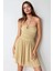 Kadın Straplez Fırfırlı Arkası Gipeli Mini Elbise Limon Sarısı 11