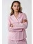 Kadın Çizgili Pamuklu Pijama Takımı Pembe 10