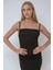 Kadın Degaje Yaka Bodycon Midi Elbise Black 10