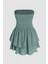 Kadın Straplez Fırfırlı Arkası Gipeli Mini Elbise Green 12