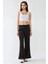 Kadın Wide Leg Çizgili Örme Eşofman Altı Black 10