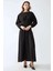 Kadın Uzun Kollu Bisiklet Yaka Modest Elbise Black 7