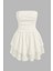 Kadın Straplez Fırfırlı Arkası Gipeli Mini Elbise White 11
