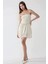 Kadın Straplez Fırfırlı Arkası Gipeli Mini Elbise White 19