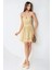Kadın Straplez Fırfırlı Arkası Gipeli Mini Elbise Limon Sarısı 16