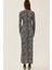 Kadın Yırtmaçlı Leopar Desenli Maxi Elbise Black 11