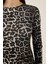 Kadın Yırtmaçlı Leopar Desenli Maxi Elbise Black 12