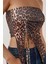Kadın Leopar desenli Büzgü Detaylı Straplez Crop Üst Çok Renkli 9