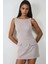 Kadın İçi Şortlu Cep Kapaklı Dar Mini Elbise Açık Gri 6