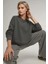 Kadın Oversize Bisiklet Yaka Basic Sweatshirt Arduvaz Grisi 7