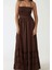 Kadın Kare Yaka Dokulu Maxi Elbise Brown 7