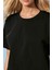 Kadın Pamuklu Basic Bisiklet Yaka T-Shirt Black 12