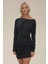 Kadın Kayık Yaka Vücuda Oturan Mini Elbise Siyah 6