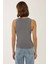 Kadın Vücuda Oturan Ribanalı U Yaka Kolsuz Üst Grey 10