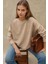 Kadın Oversize Bisiklet Yaka Basic Sweatshirt Natural 7