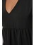 Kadın V Yaka A-Form Mini Elbise Black 10