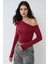 Kadın Asimetrik Yaka Uzun Kol Örme Üst Red 7