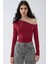 Kadın Asimetrik Yaka Uzun Kol Örme Üst Red 8