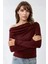 Kadın Asimetrik Yaka Drape Detaylı Örme Üst Red 6